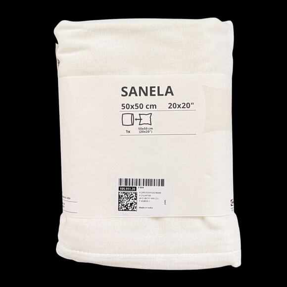 IKEA SANELA Off-White Velvet Cotton Pillow Cover 20" x 20" - Picture 1 of 2